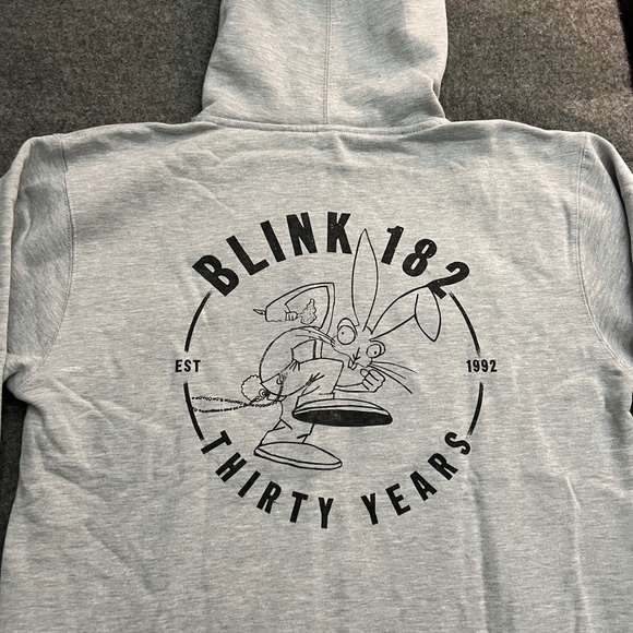 BLINK-182 2022 "Thirty Years" Bunny Grey Zip-Up 30th Anniversary Hoodie MEDIUM - Picture 9 of 11